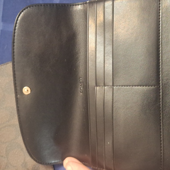 Coach brown/black leather wallet and check book - Picture 5 of 9